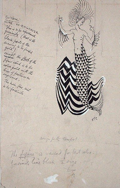 Vízi nimfa, előlapi illusztráció William Shakespeare „The Tempest” című művéből, 1926-ban megjelent (toll és tinta testszínnel, papíron) alkotó: Arthur Rackham