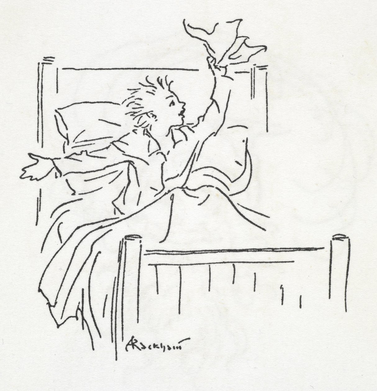 Egy fiú az ágyban alkotó: Arthur Rackham