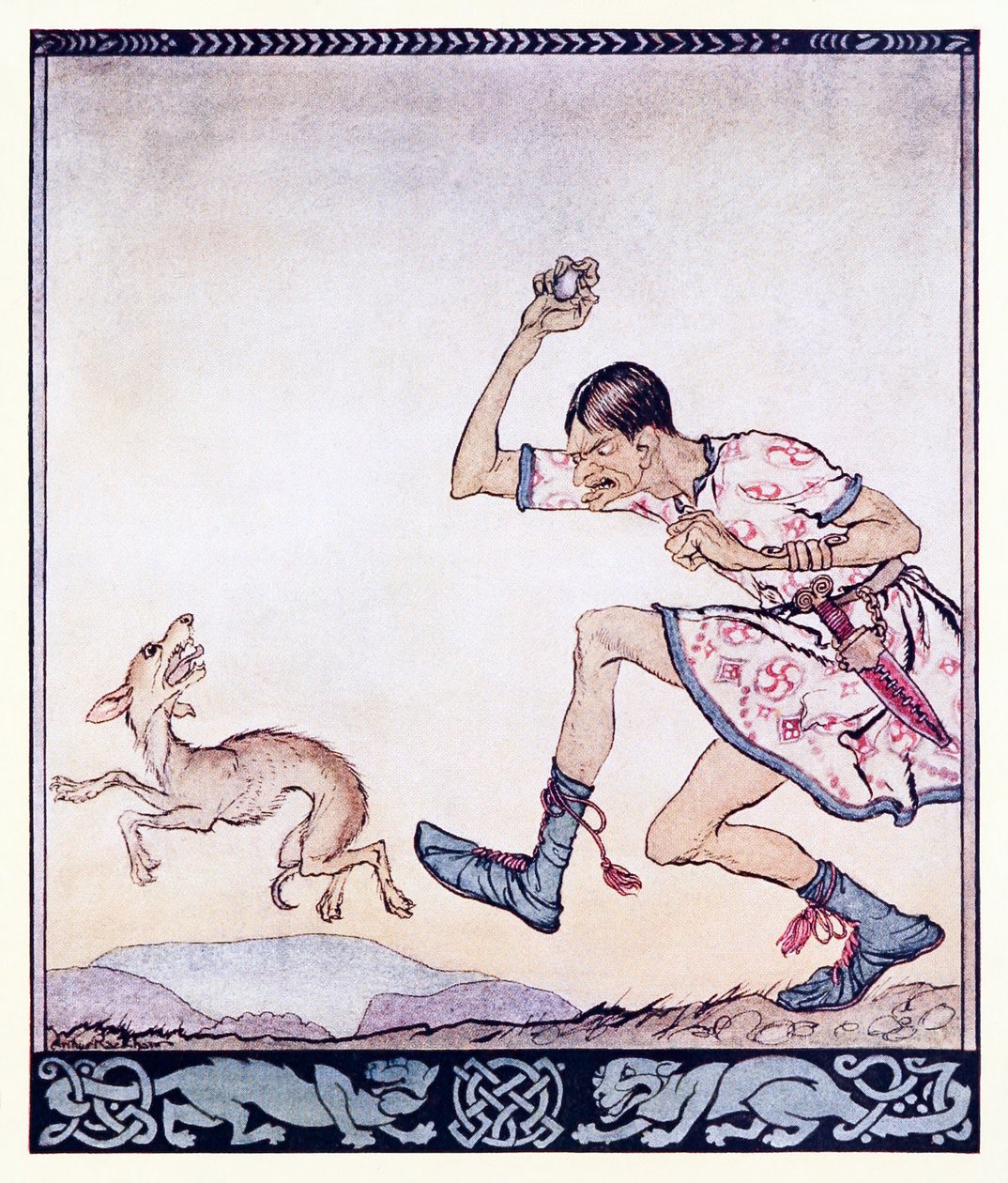 Egy ember, aki nem szerette a kutyákat. Valójában gyűlölte őket. A Bran születése az ír tündérmesékből alkotó: Arthur Rackham