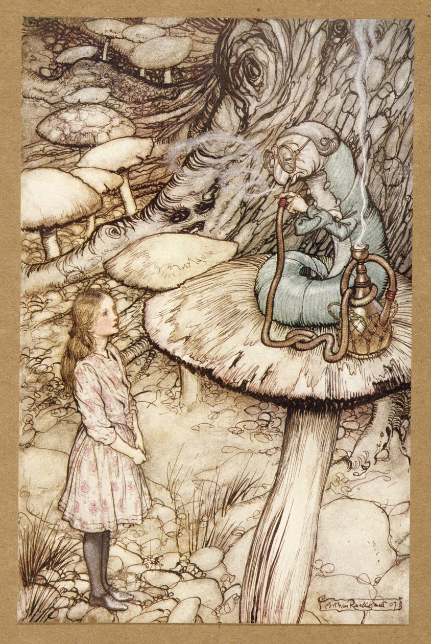 Tanácsok egy hernyótól, Alice kalandjai csodaországban, Lewis Carroll, pub.1907 alkotó: Arthur Rackham