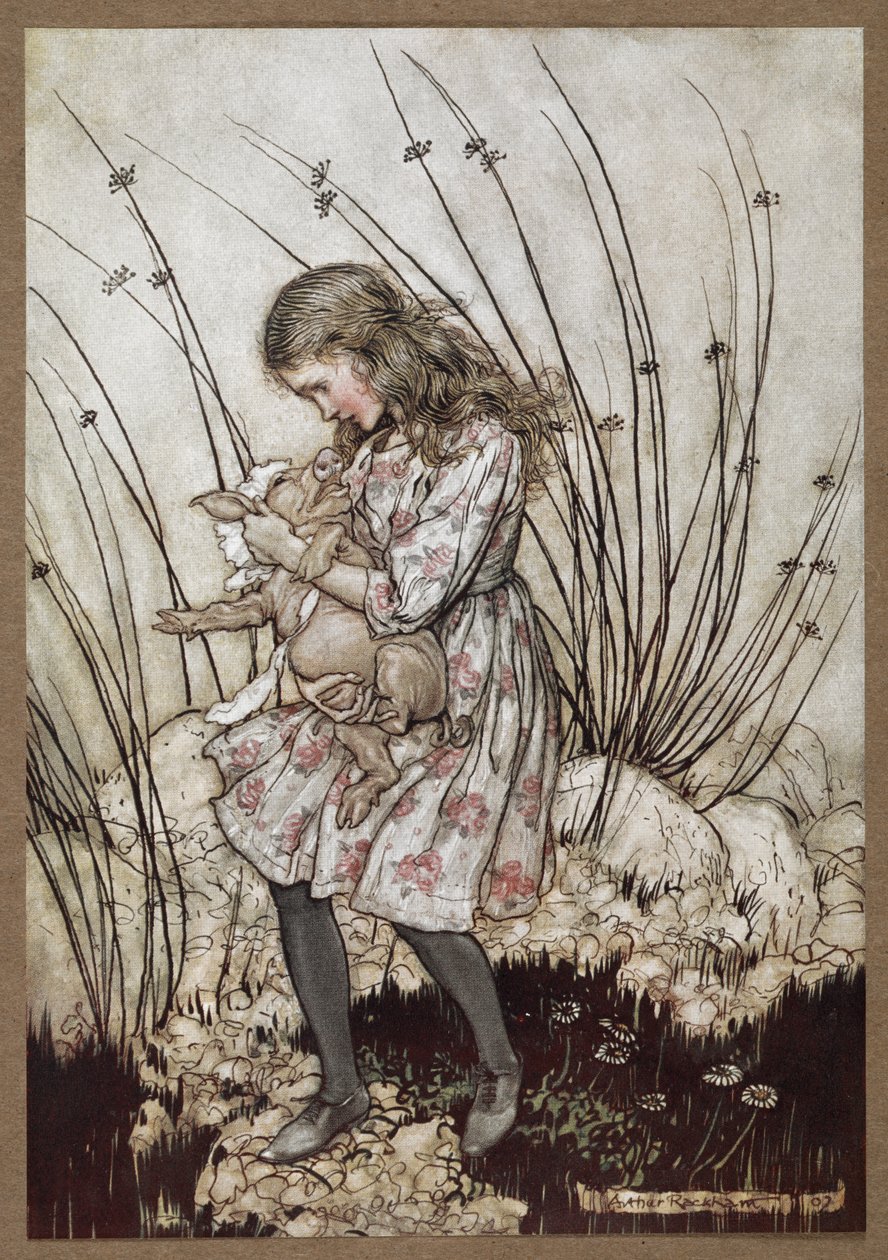 Alice és a disznó babának öltözött alkotó: Arthur Rackham