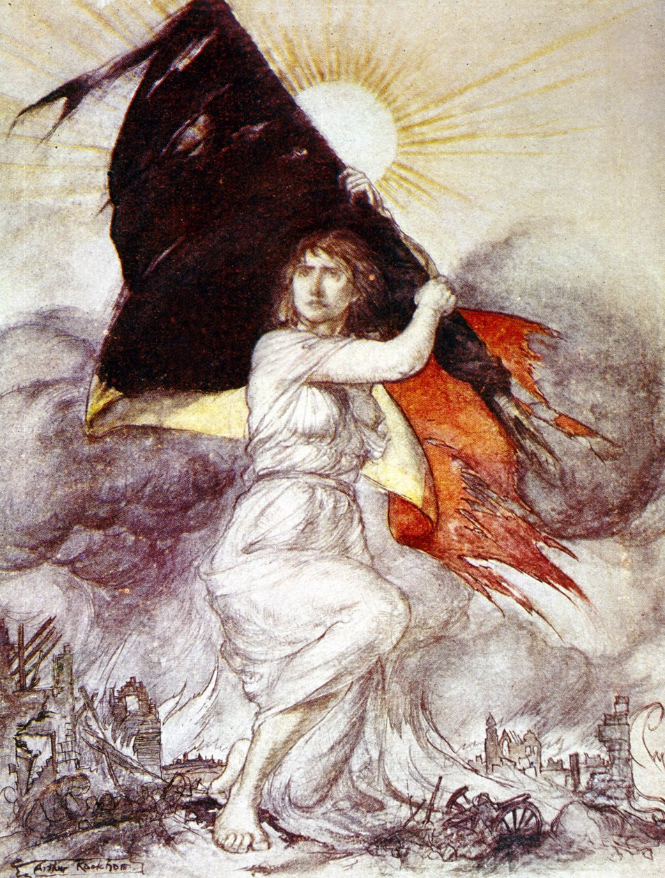 Belgium allegóriája az első világháború alatt, Arthur Rackham rajza alkotó: Arthur Rackham