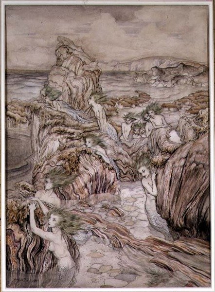 Aly, illusztráció Nathaniel Hawthorne "The Three Golden Apples" című csodakönyvéből, kiadó: Hodder and Stoughton (toll és tinta, akvarell, papír). alkotó: Arthur Rackham