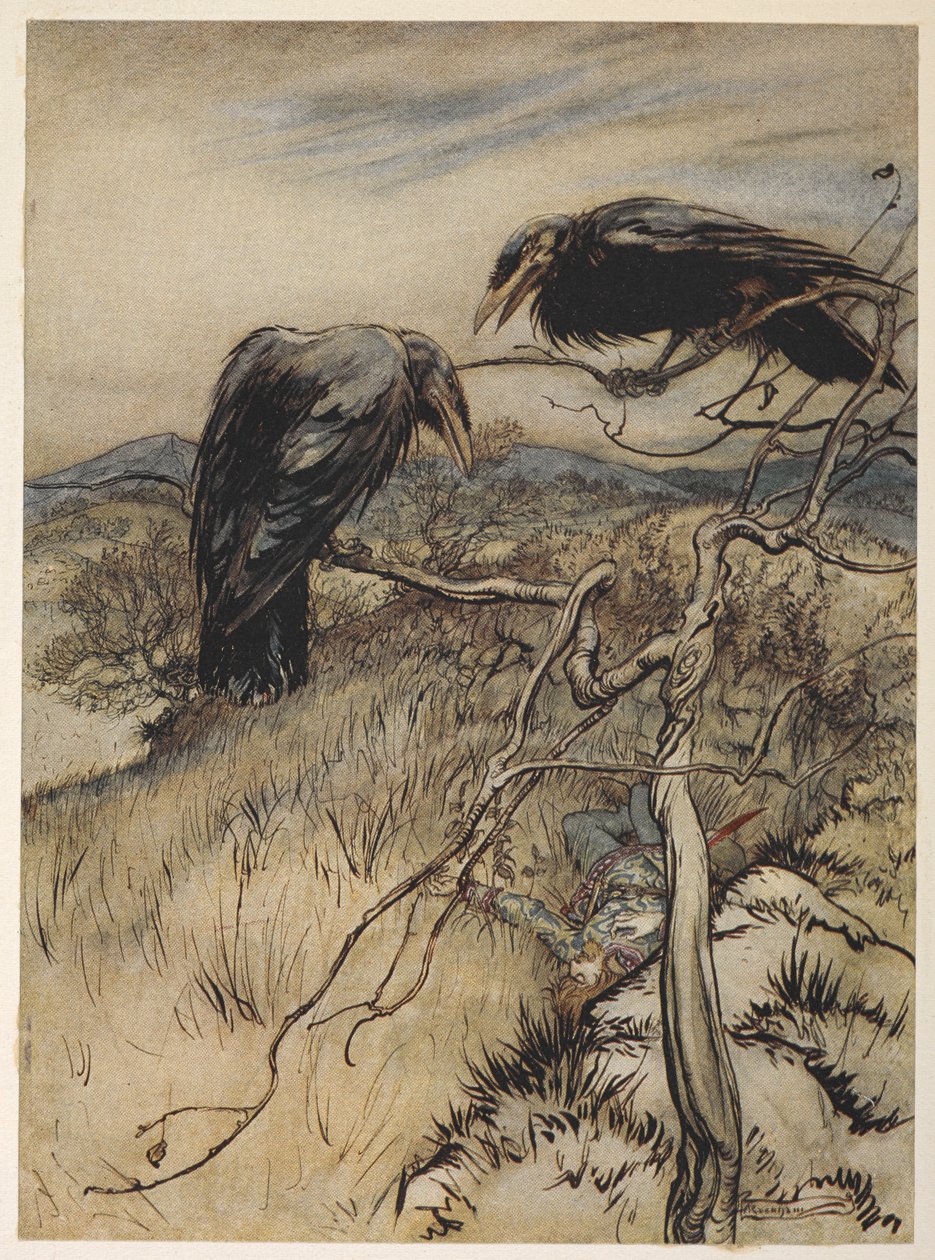 A Twa Corbies illusztrációja alkotó: Arthur Rackham