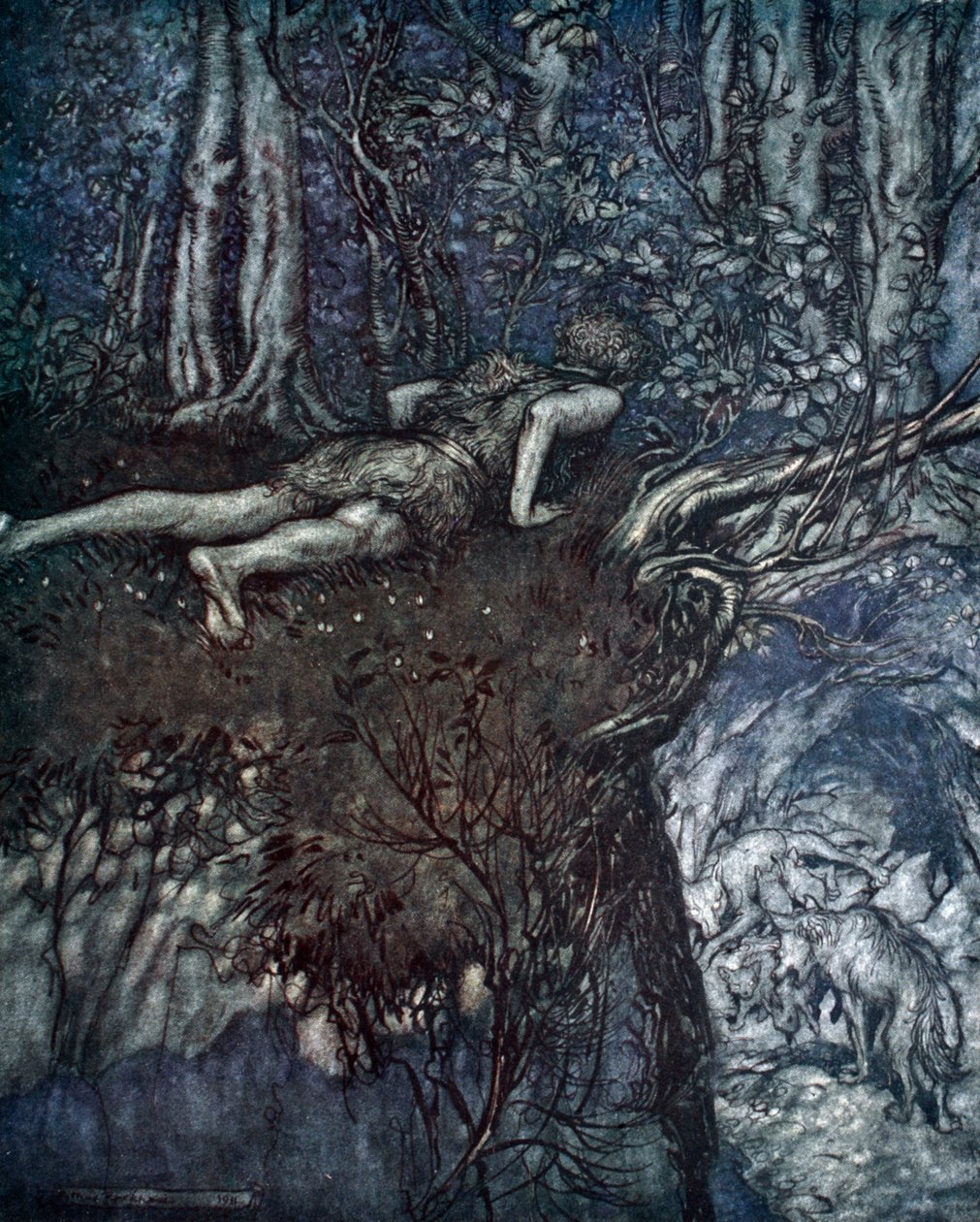 „És ott megtanultam, milyen a szerelem” (1924). alkotó: Arthur Rackham