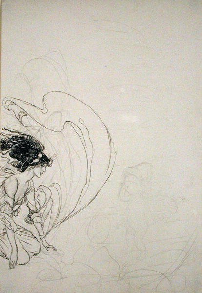 A szivattyúnál (ceruza papíron) alkotó: Arthur Rackham