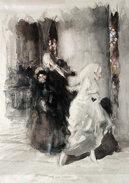 Az esküvőn (akvarell papíron) alkotó: Arthur Rackham