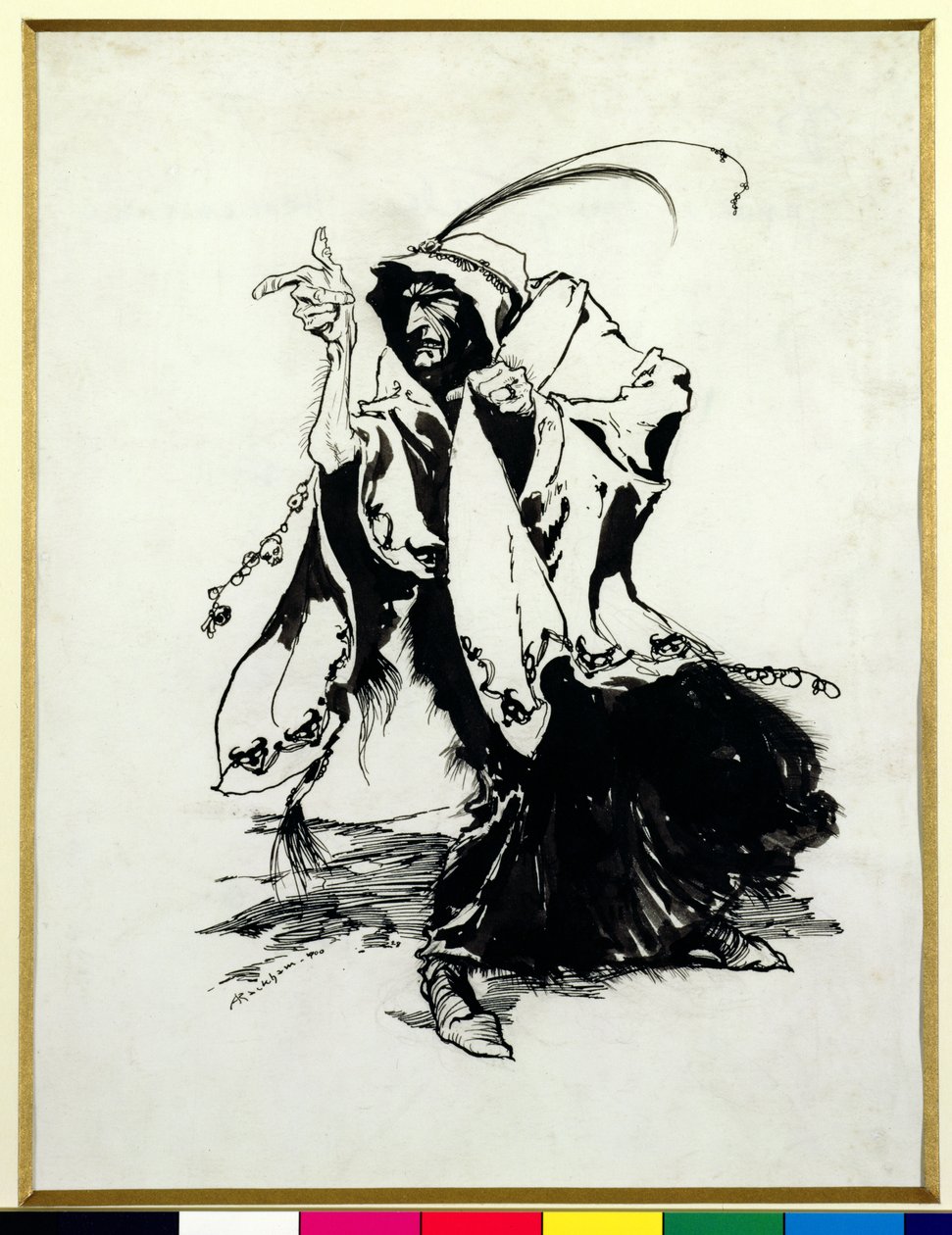 Briar Rose – A tizenharmadik tündér, illusztráció a Grimm testvérek tündérmeséiből, Edgar Lucas asszony fordításában, 1900-ban (toll és tinta, monokróm wc papíron) alkotó: Arthur Rackham