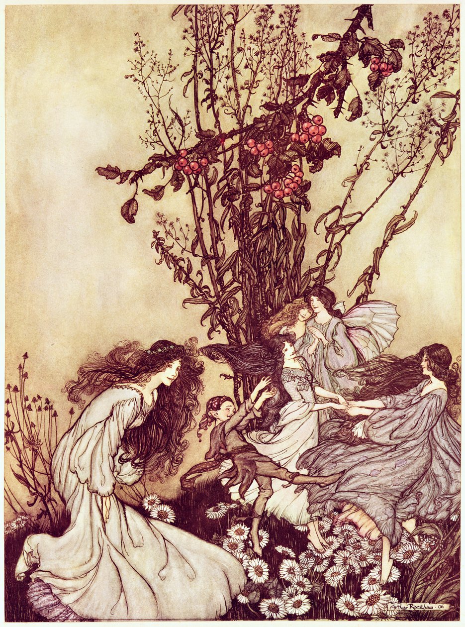 Tánc a tündérekkel a „Peter Pan a Kensington Gardensben”, J. M. Barrie, 1906 34: Peter Pan a Kensington Gardensben, J. M. Barrie: Tánc a tündérekkel, 1906 alkotó: Arthur Rackham