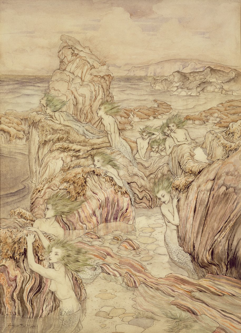 A tenger lánya, illusztráció a Három aranyalmából, Nathaniel Hawthorne (toll, tinta és WC papíron) alkotó: Arthur Rackham