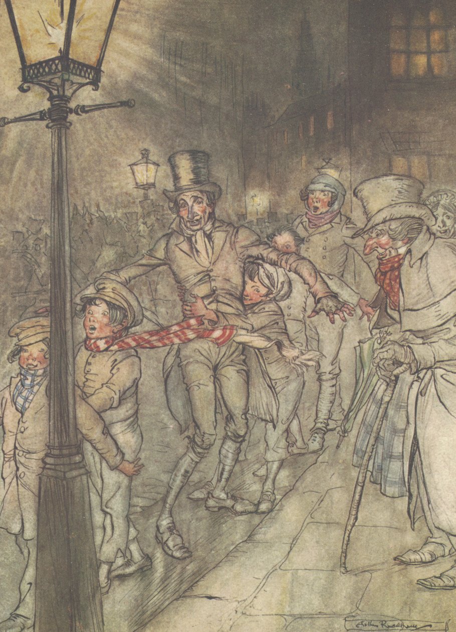 "Csúszda le Cornhillben" alkotó: Arthur Rackham