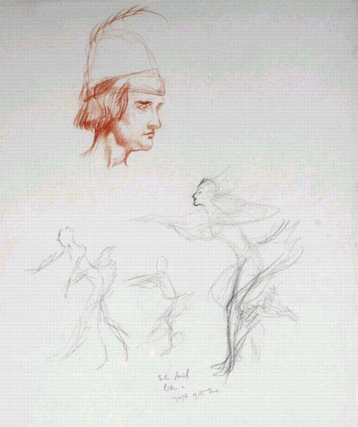 Írja be: Ariel Like a Nimph, William Shakespeare (1564-1616) A vihar című filmből (ceruza és szangvinikus papíron) alkotó: Arthur Rackham
