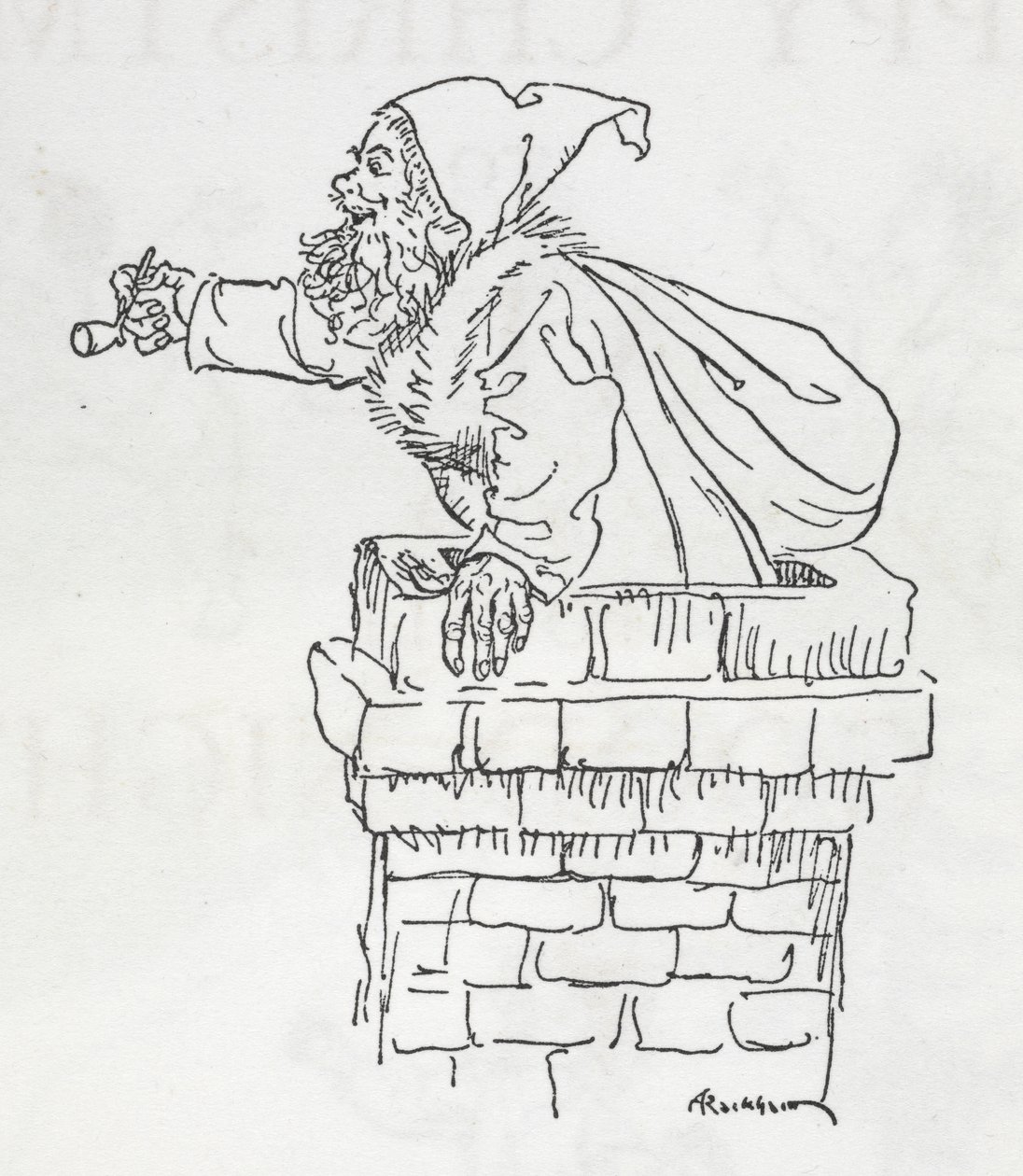 Mikulás lemászni a kéményen alkotó: Arthur Rackham