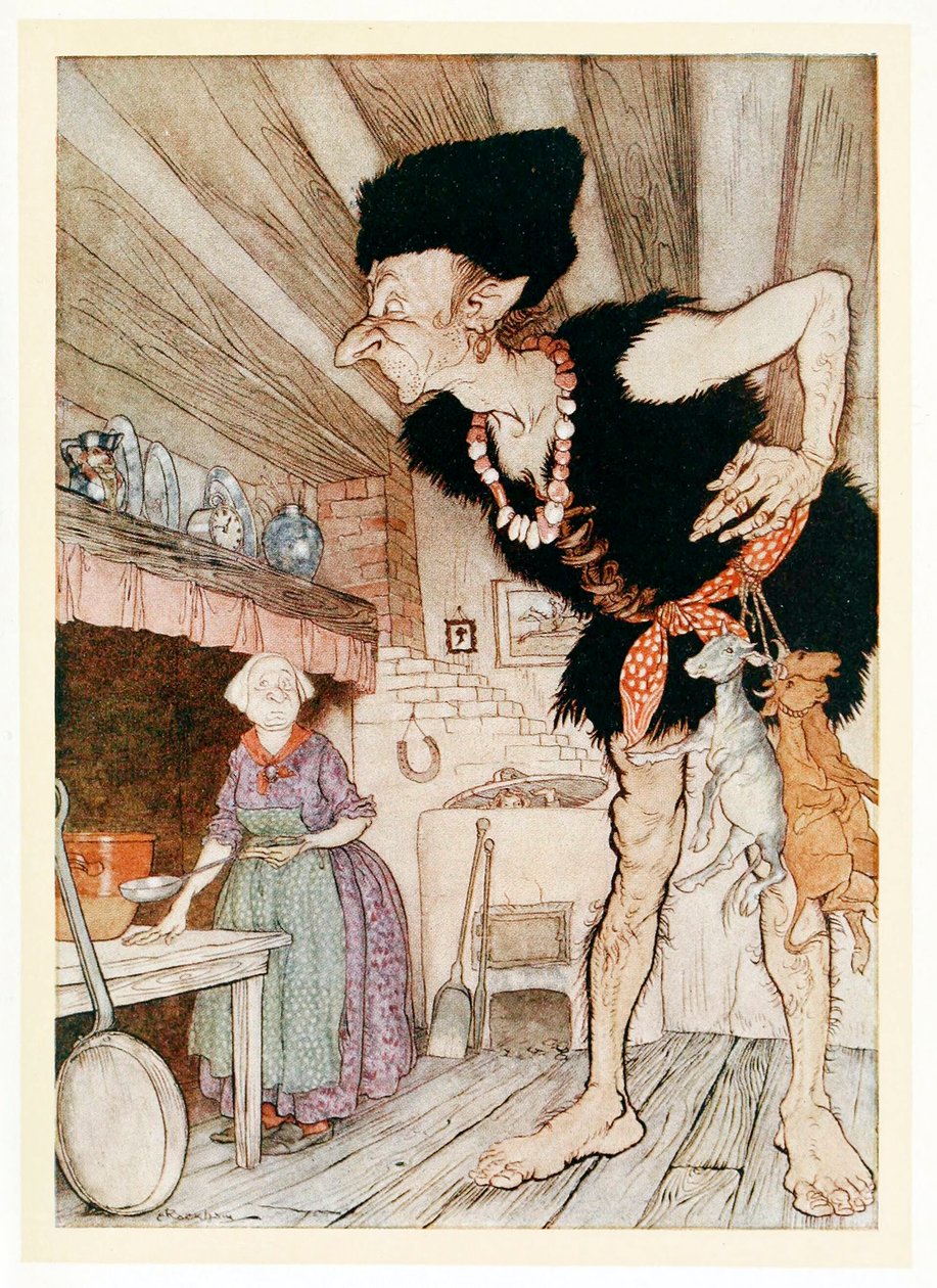 Fee-Fi-Fo-Fum, egy angol vérét érzem, az English Fairy Tales, kocsma. 1922. alkotó: Arthur Rackham