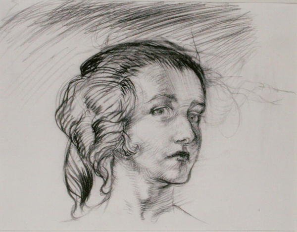 Lányfej (ceruza papíron) alkotó: Arthur Rackham