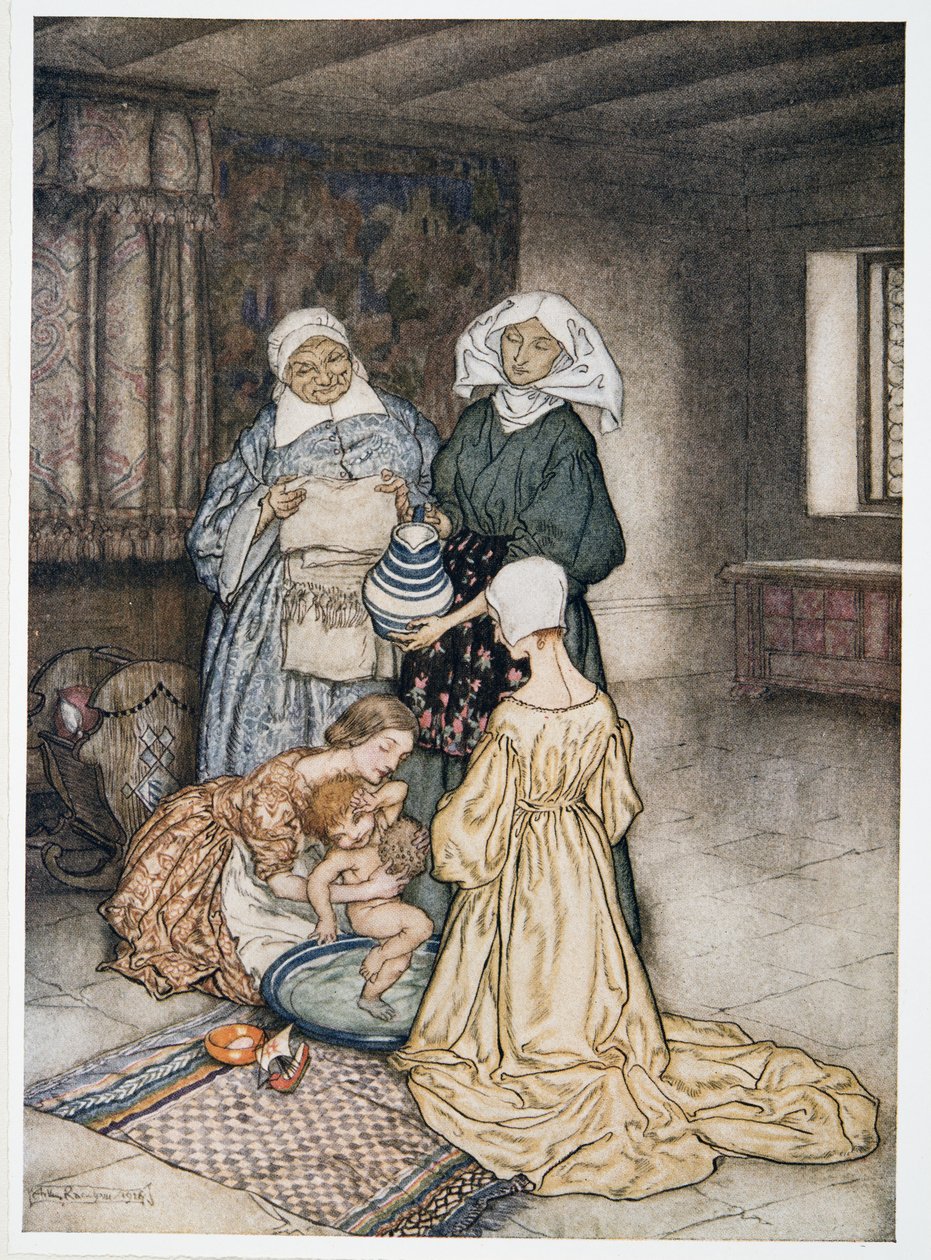 Nem volt-e négy vagy öt nő, aki vigyázott rám? illusztráció William Shakespeare A vihar című művéből, pub. 1926 alkotó: Arthur Rackham