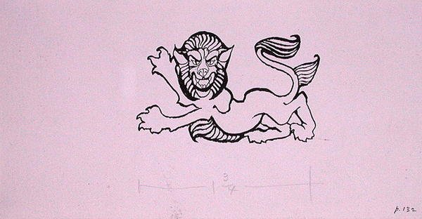 Heraldikus oroszlán, illusztráció a „The Allies Fairy Book”-hoz, 1916-ban (toll és tinta papíron) alkotó: Arthur Rackham