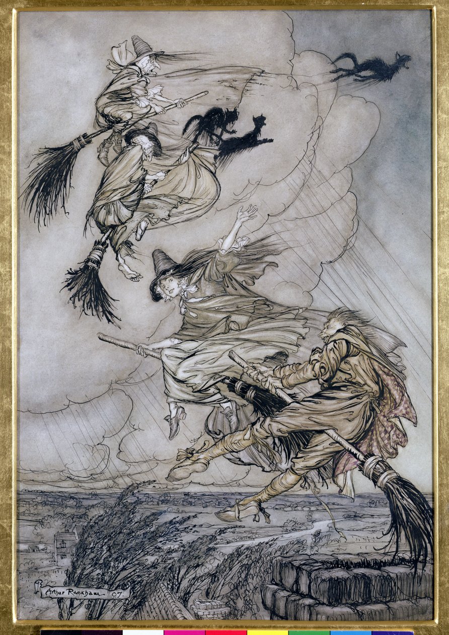 Hé! Fel a kéményen! Hey After you!, illusztráció: The Ingoldsby Legends of Mirth and Marvels, 1907 (toll és tinta WC-vel papíron) alkotó: Arthur Rackham