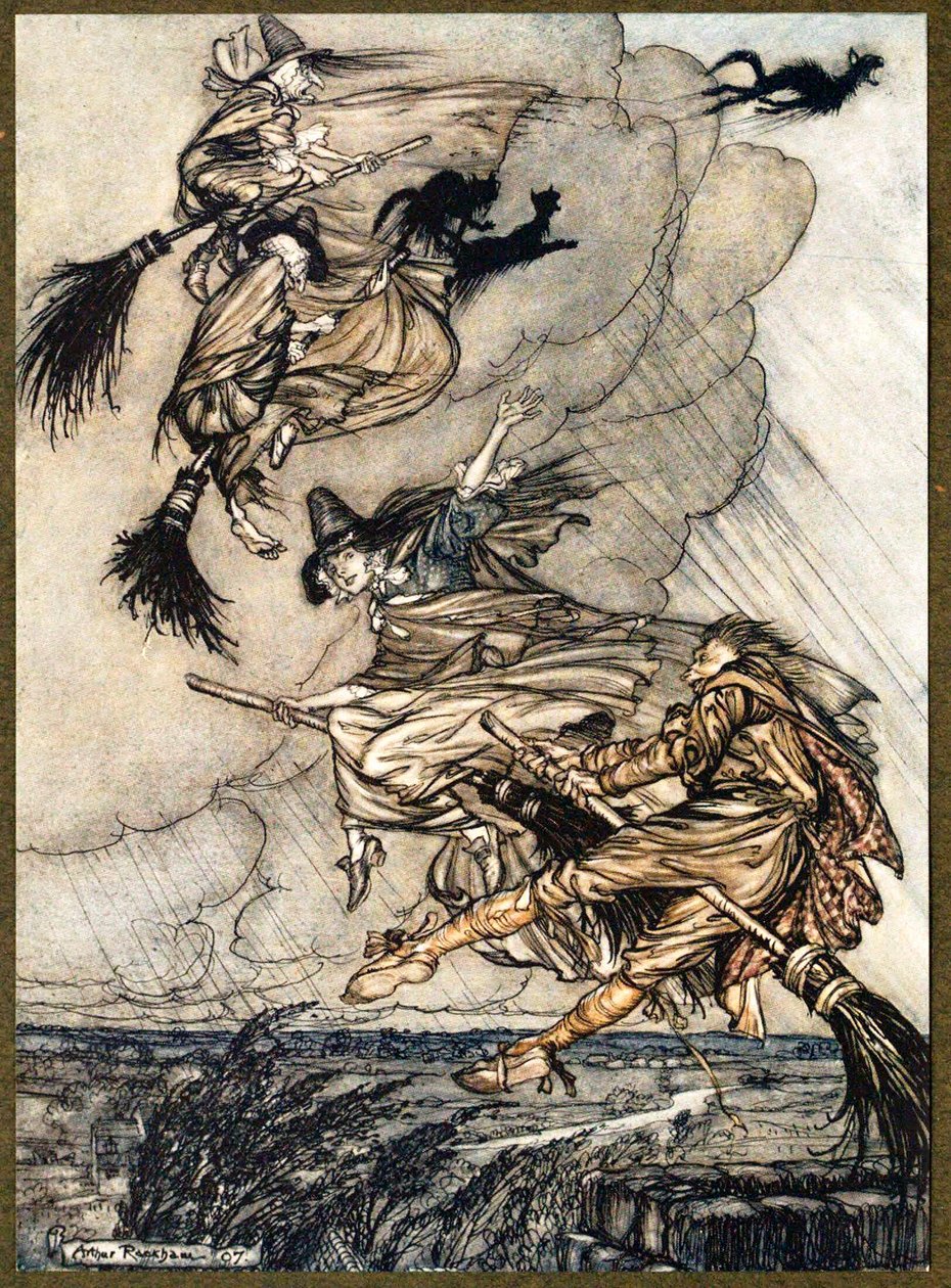 Hé! Fel a kéménybe, lány! Hey, after you!, The Ingoldsby Legends, pub. 1907. alkotó: Arthur Rackham