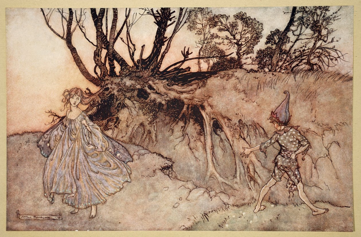 Hogy most lélek! elhervadsz, vándorolsz, illusztráció a Szentivánéji álomból, William Shakespeare, 1908 alkotó: Arthur Rackham