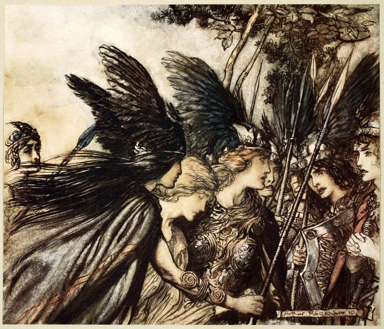 „Először menekülök, és üldöznek”, 1910. alkotó: Arthur Rackham