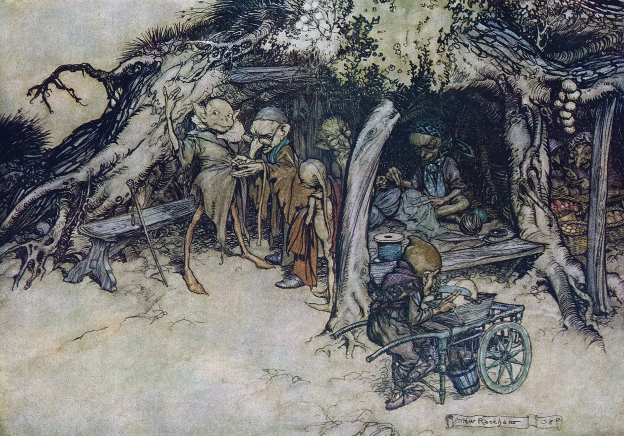 Illusztráció: Arthur Rackham a Szentivánéji álom című filmhez alkotó: Arthur Rackham