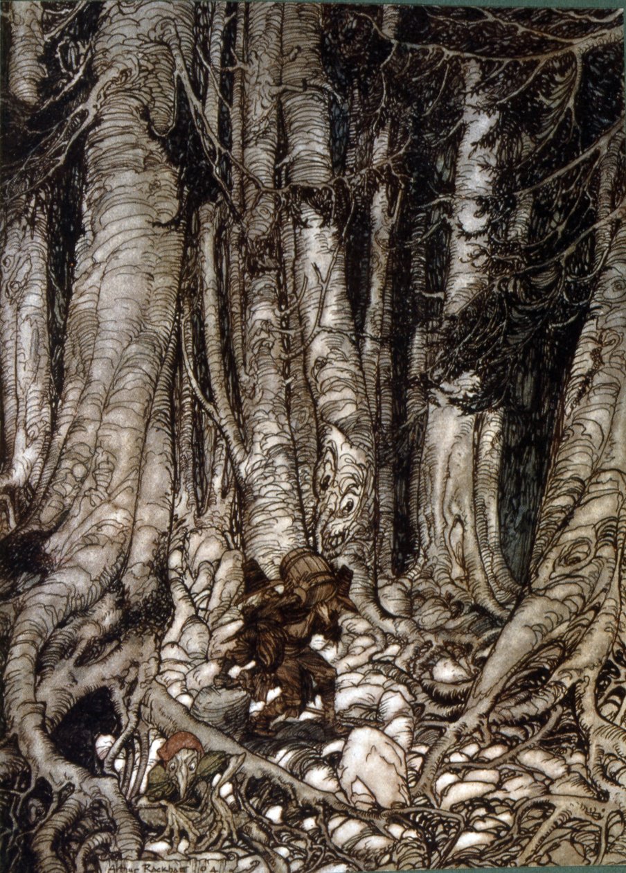 Arthur Rakham illusztrációja Rip Van Winkle-ről, Washington Irving amerikai író novellájából, amelyet először 1819-ben adtak ki. alkotó: Arthur Rackham