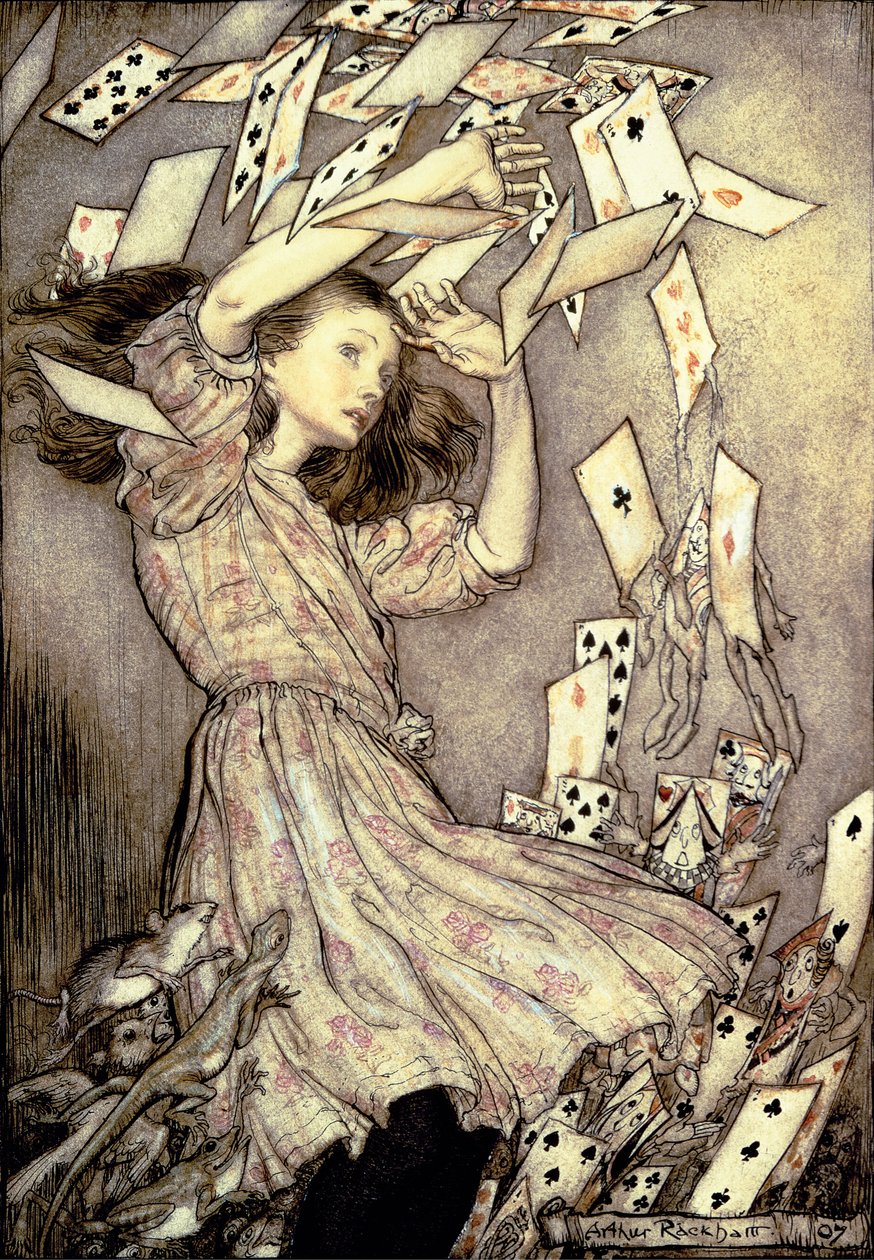 Illusztráció: Lewis Carroll "Alice kalandjai Csodaországban". alkotó: Arthur Rackham