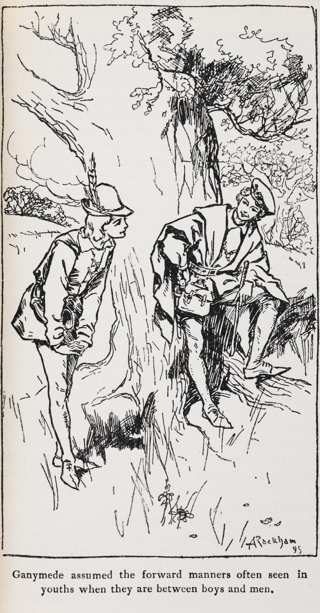 Ganymedes illusztrációja az Ahogy tetszik. alkotó: Arthur Rackham