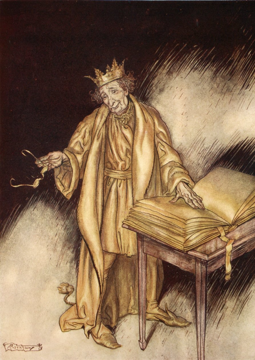 Midas számára meglehetősen kényelmetlennek tűnt, Nathaniel Hawthorne „A Wonder Book for Girls and Boys” illusztrációja, 1928 alkotó: Arthur Rackham