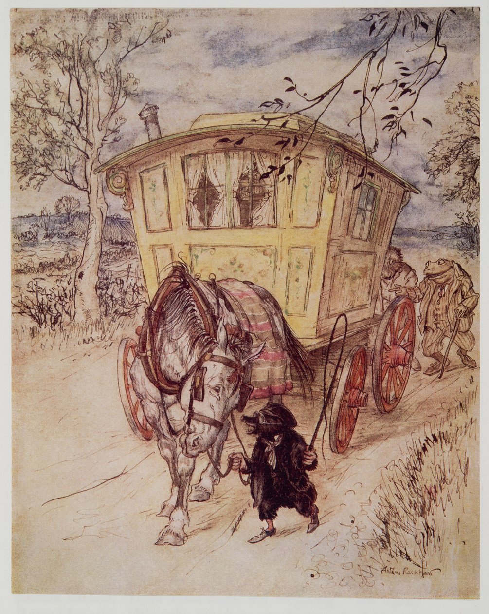 Arany délután volt: az általuk felvert por illata gazdag és kielégítő volt Kenneth Grahame (1859-1932), kocsma Wind in the Willows című művéből. 1940 alkotó: Arthur Rackham