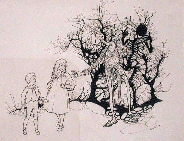 „Egyfajta csontváz volt”, illusztráció a „The Zankiwank and the Bletherwitch” című művéből, S.J. Adair Fitzgerald, 1896-ban megjelent (toll és tinta) alkotó: Arthur Rackham