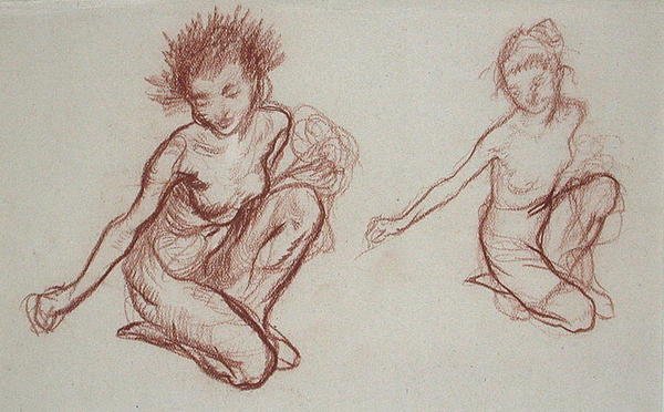 Kneeling Imp (sanguine a papíron) alkotó: Arthur Rackham