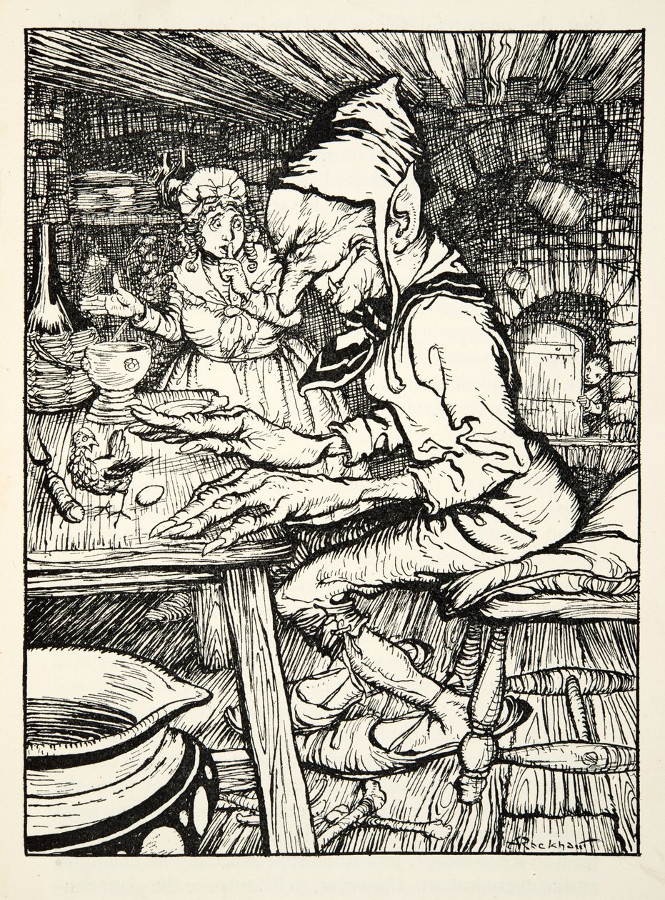 Lay!, üvöltötte az óriás, majd a tyúk azonnal lerakott egy szilárd arany tojást, The Arthur Rackham Fairy Book, kocsmából. 1933 alkotó: Arthur Rackham