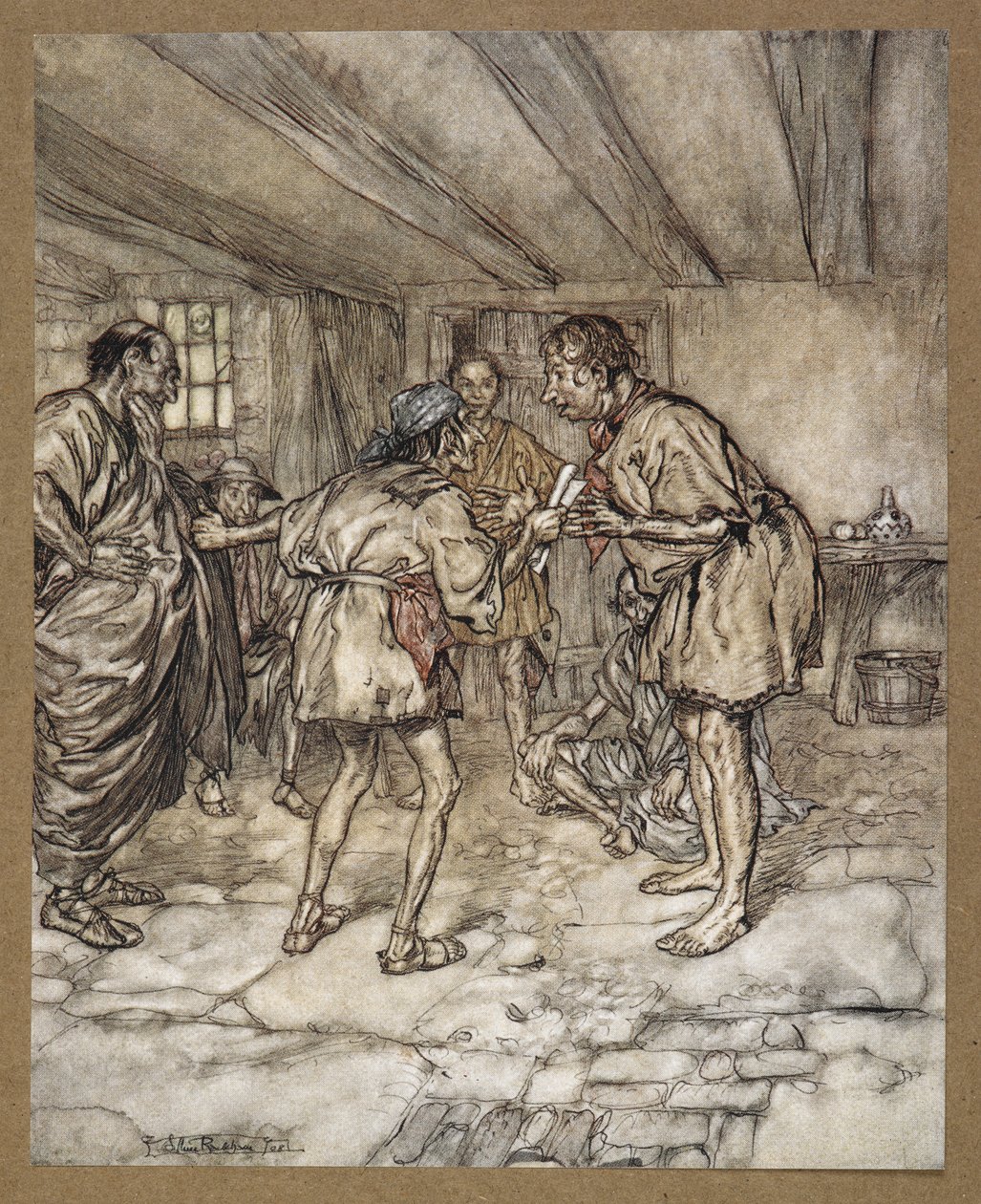 Hadd játsszam én is az oroszlánt. Birs háza. Jelenet a Szentivánéji álomból. alkotó: Arthur Rackham