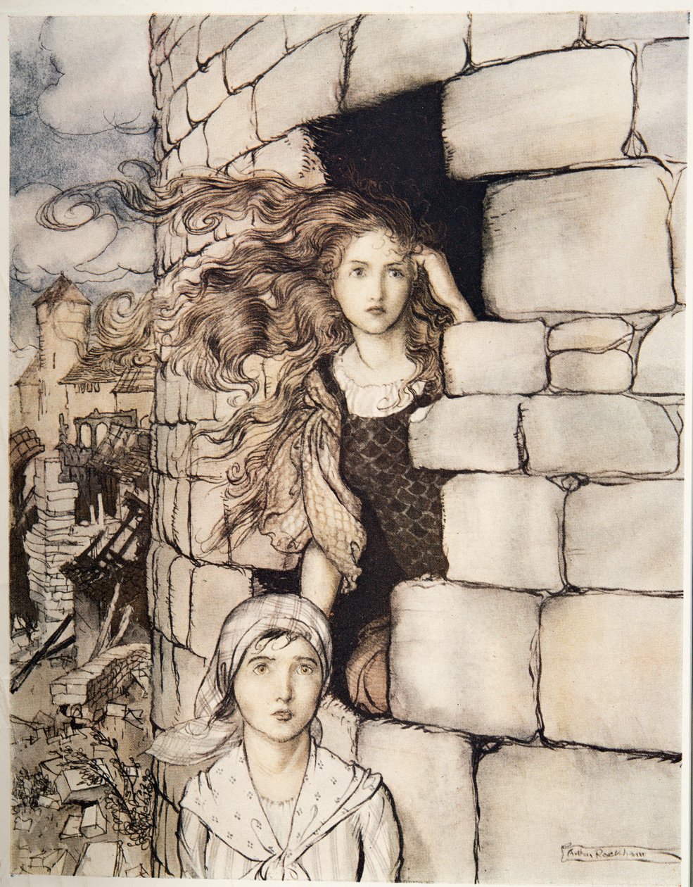 Mail Maleen, a Little Brother & Little Sister és a Grimm testvérek egyéb meséiből, pub.1917 alkotó: Arthur Rackham