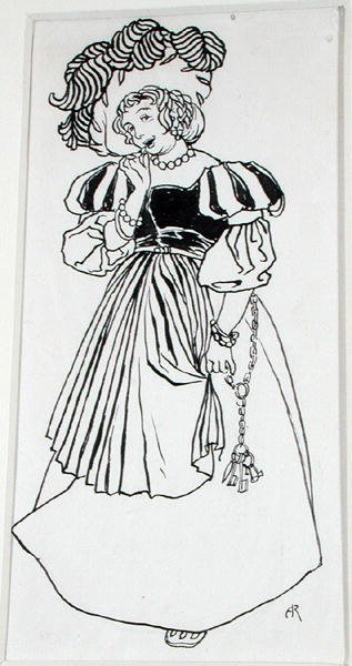 Miss Una Von-Something, illusztráció a „The Ingoldsby Legends, or Mirth and Marvels” című filmből, Thomas Ingoldsby, 1898-ban (toll és tinta papíron) alkotó: Arthur Rackham