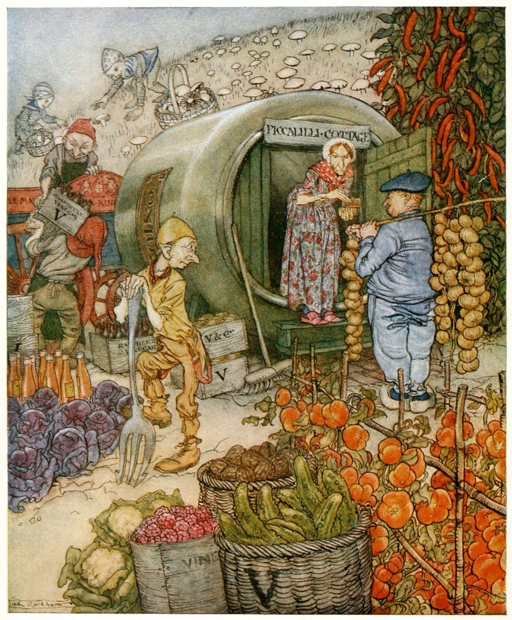 Mr és Mrs Vinegar at Home, Frontispiece from English Fairy Tales, pub. 1918 (színes litográfia) alkotó: Arthur Rackham