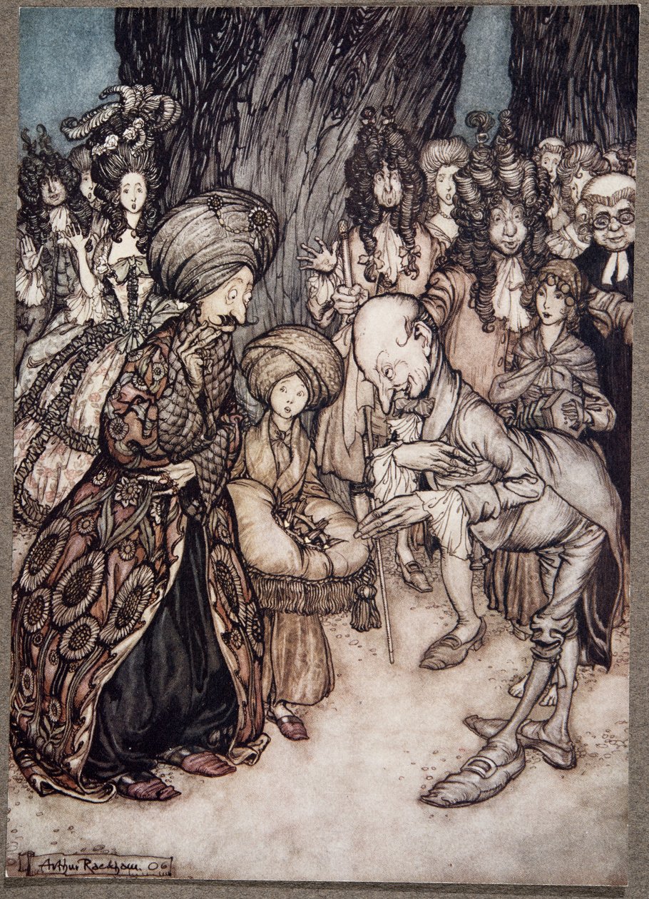Lord Duke mondta az orvos lelkesen. Megtiszteltetés számomra, hogy értesíthetem excellenciáját, hogy kegyelmed szerelmes..., Peter Pantől a Kensington Gardensben, J M Barrie (1860-1937), pub. 1906 (szín alkotó: Arthur Rackham