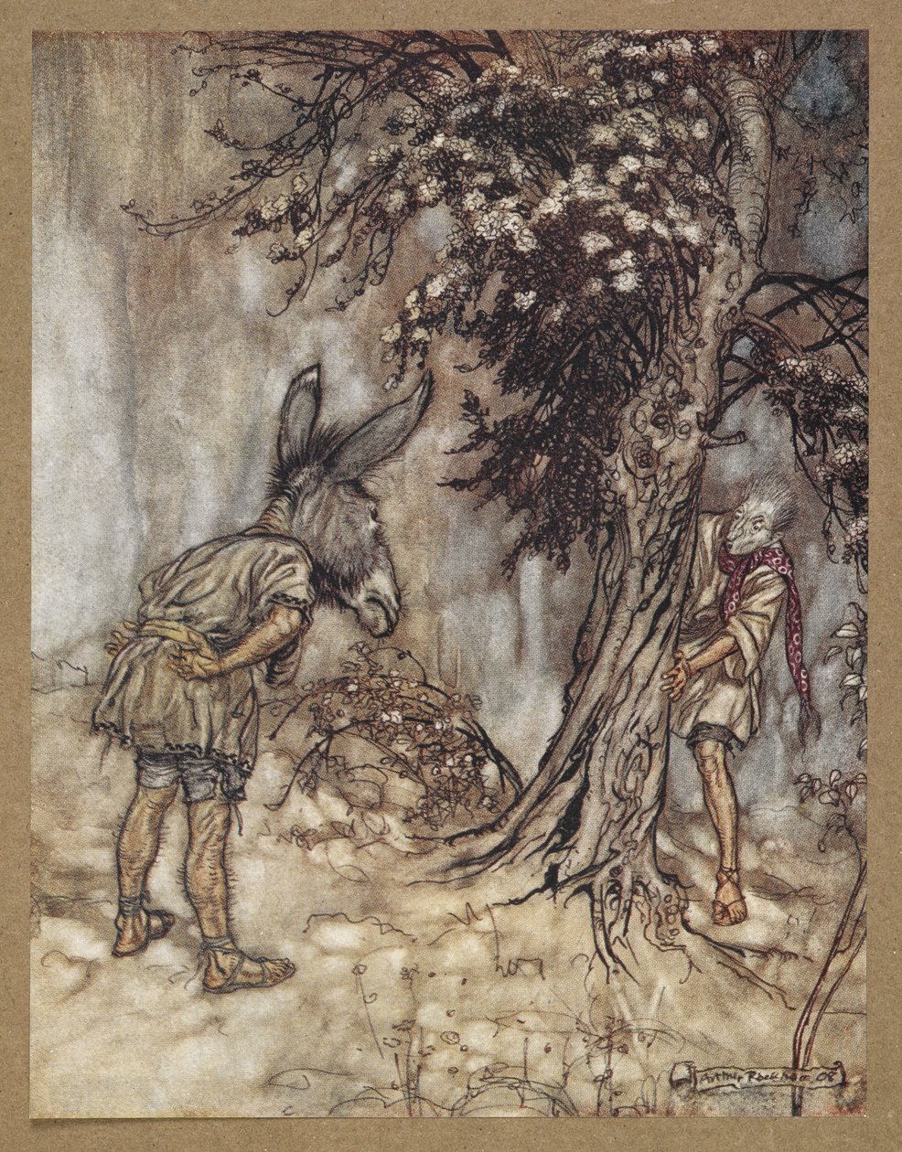 – Ó, lent, megváltoztál. Jelenet a Szentivánéji álomból. alkotó: Arthur Rackham