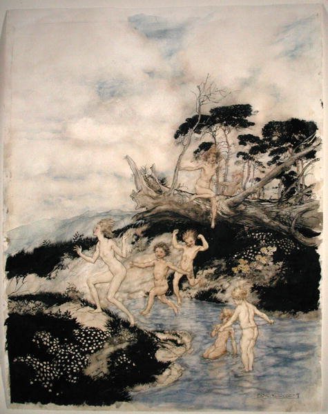 „Ó, milyen jó idő az élethez”, illusztráció Nathaniel Hawthorne „A Wonder Book” című művéből, 1922-ben (toll, tinta és akvarell papíron) alkotó: Arthur Rackham