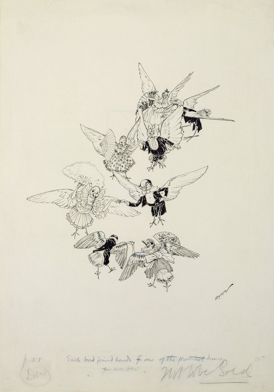 Az egyik legszebb tánc, amit valaha láttál, illusztrációja a The Zankiwank and the Bletherwitchből, S.J. Adair Fitzgerald, 1896-ban megjelent (toll és tinta) alkotó: Arthur Rackham