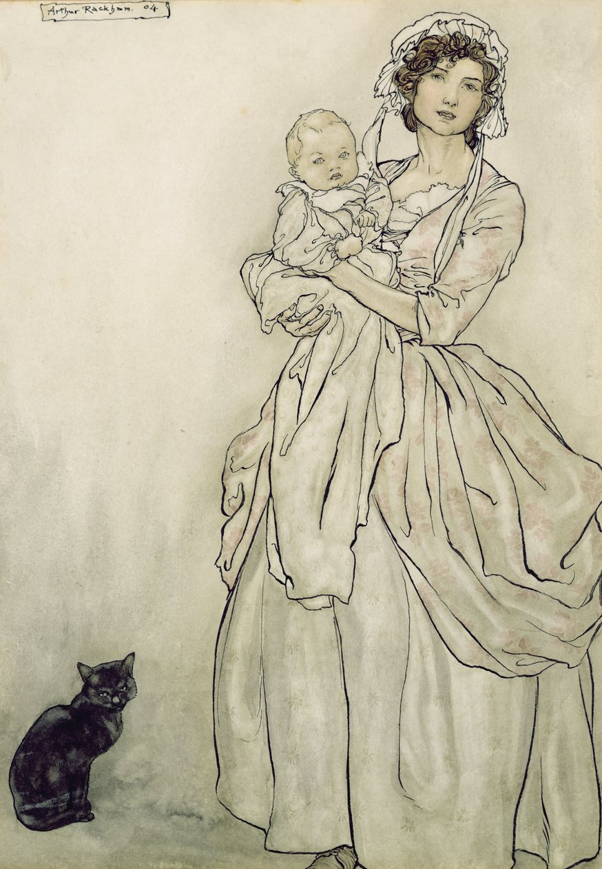 Rips lánya és unokája, 1904 (wc tollal és tintával papíron) alkotó: Arthur Rackham