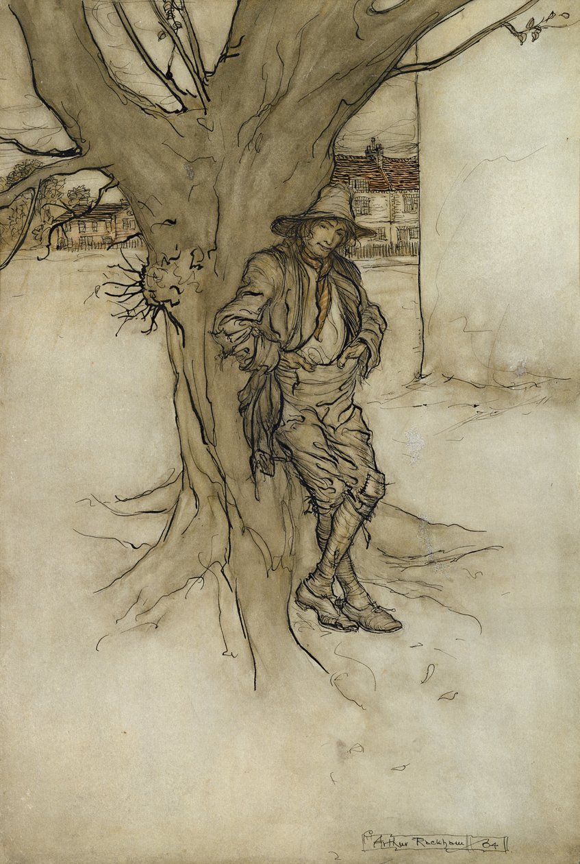 Rips fia, saját maga pontos hasonmása, ahogy felment a hegyre, 1904 (wc tollal és tintával a papíron) alkotó: Arthur Rackham