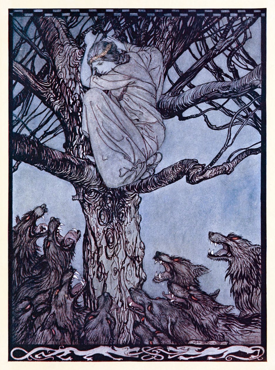 Dühös jajjal nézett a lent feszülő és vicsorgó hordára. A Becfola udvarlása az ír tündérmesékből alkotó: Arthur Rackham