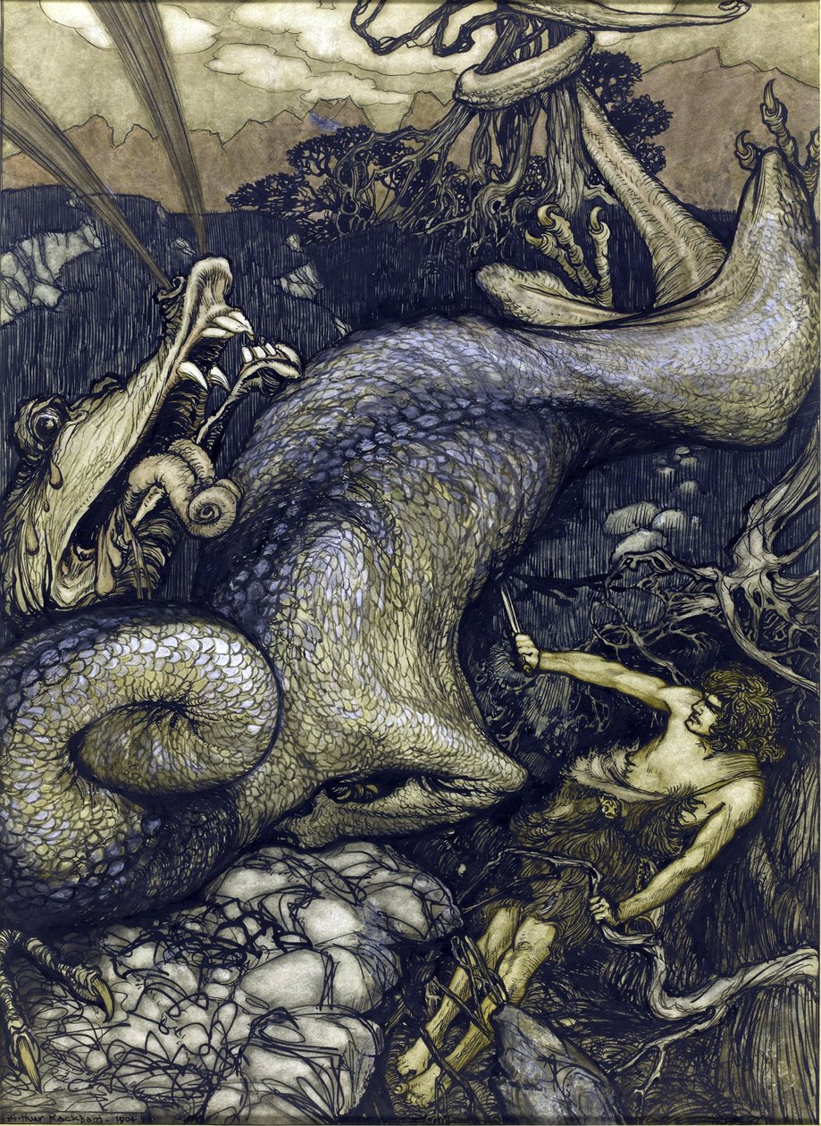 Siegfried, a sárkányölő – Sigurd, a sárkányölő, Rackham, Arthur (1867-1939) alkotó: Arthur Rackham