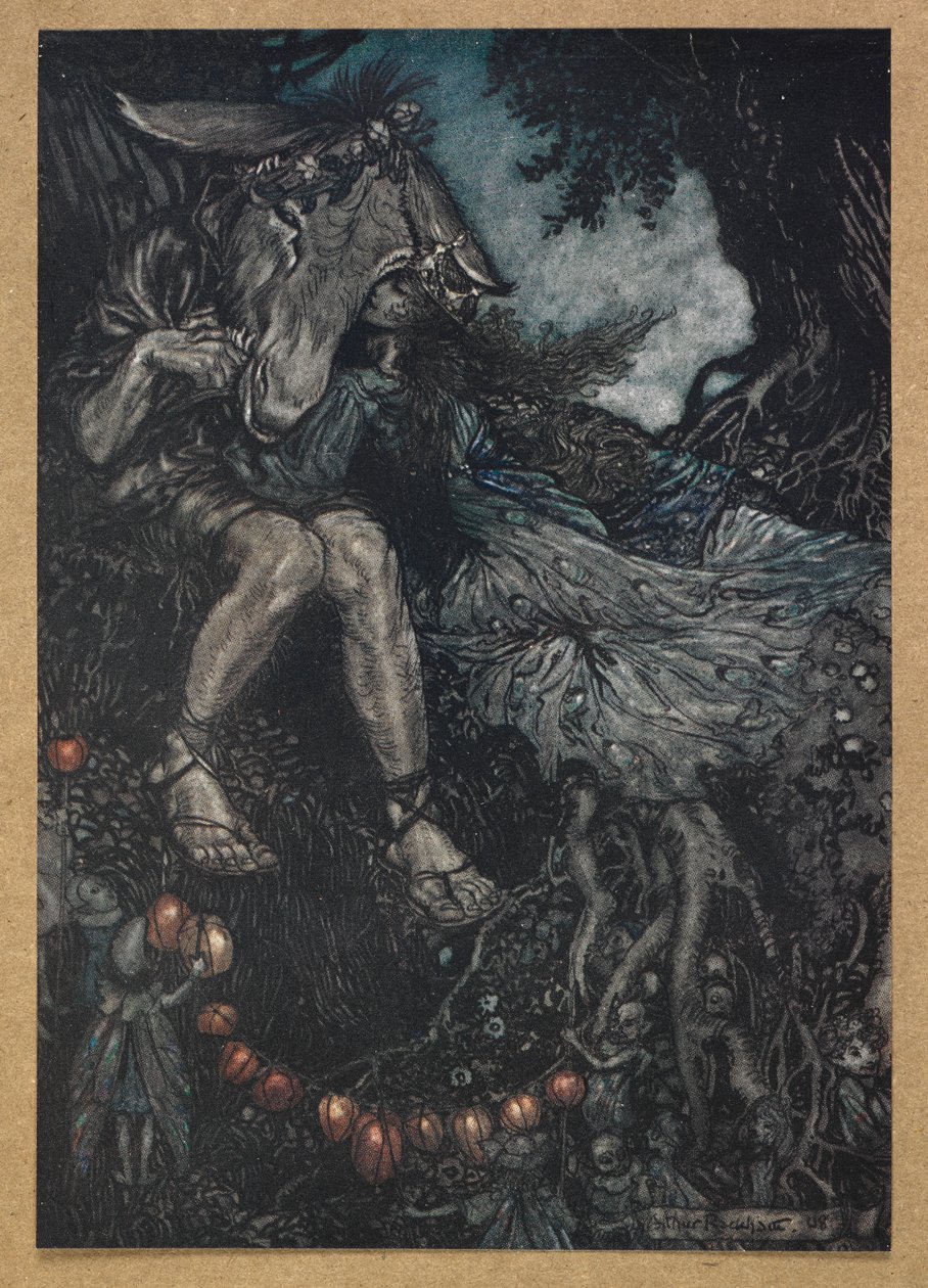 Aludj, és a karomban szellőztelek. Bottom és Titania. Jelenet a Szentivánéji álomból. alkotó: Arthur Rackham