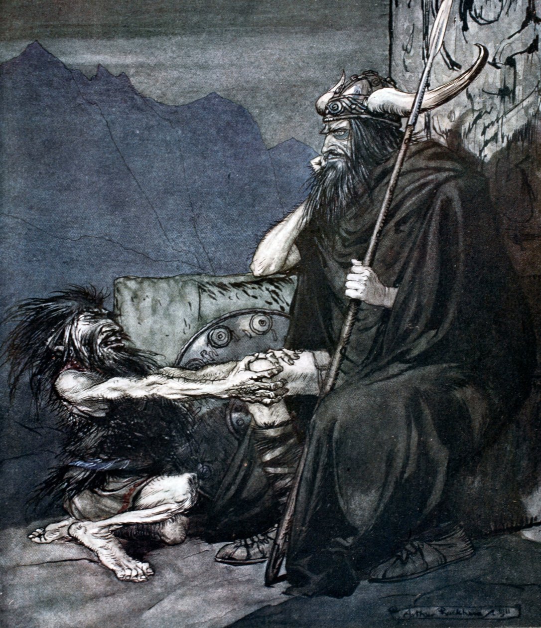 „Esküdj meg nekem, Hagen, fiam!”, 1924. alkotó: Arthur Rackham