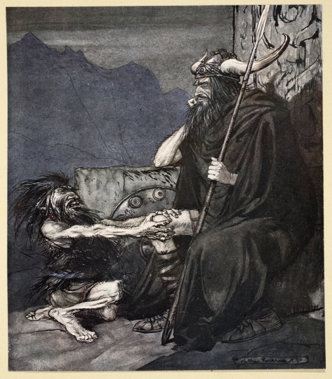 „Esküdj rám, Hagen, fiam!”, illusztráció a „Siegfried és az istenek alkonya” című művéből, 1924 alkotó: Arthur Rackham