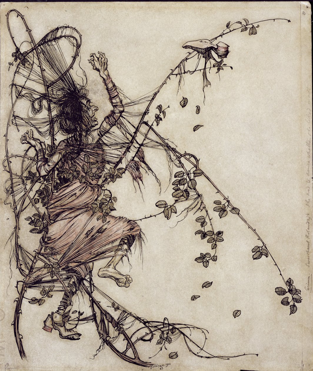 Drága Roland, illusztráció a Grimm testvérekből, Edgar Lewis asszony fordításában, 1900-ban megjelent (toll, tinta és WC papíron) alkotó: Arthur Rackham